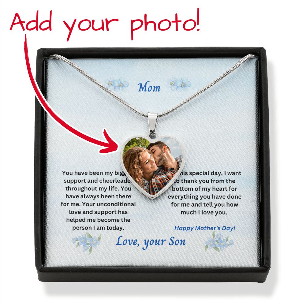 Mother-Customized Heart Necklace with Message card (from Son)