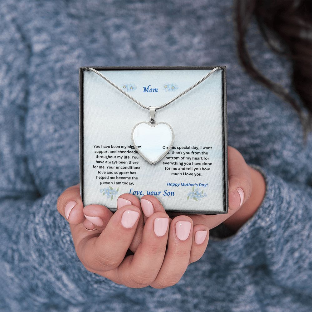 Mother-Customized Heart Necklace with Message card (from Son)