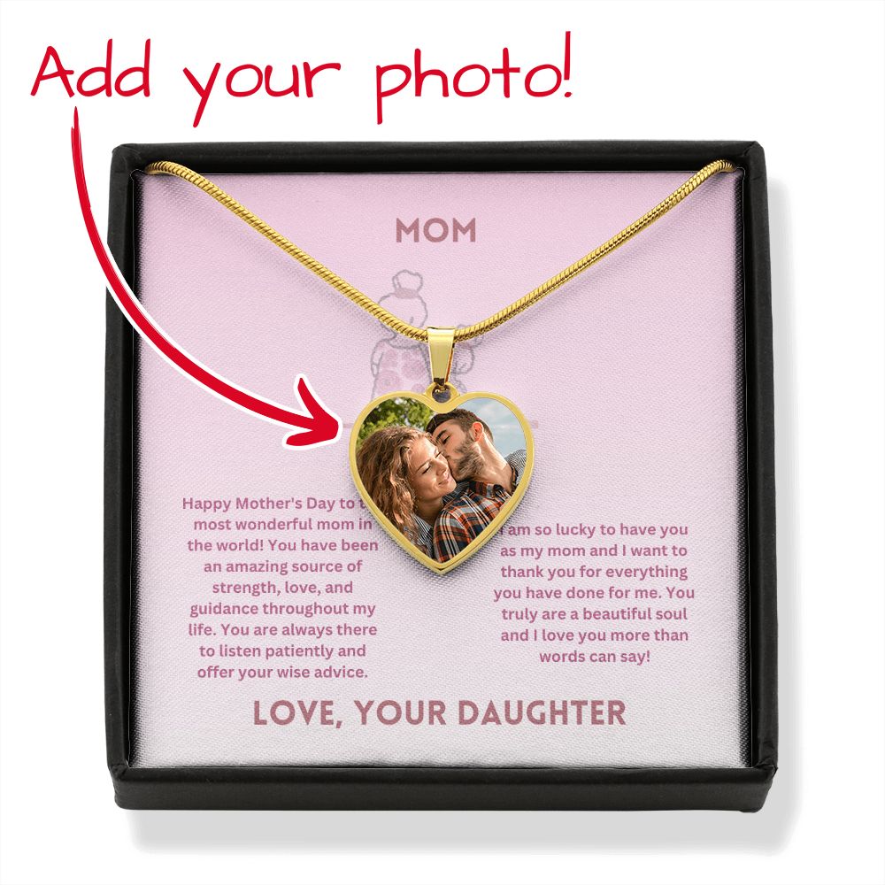 Mother-Customized Heart Necklace with Message card (from Daughter)