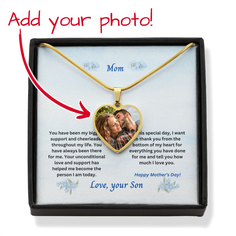 Mother-Customized Heart Necklace with Message card (from Son)