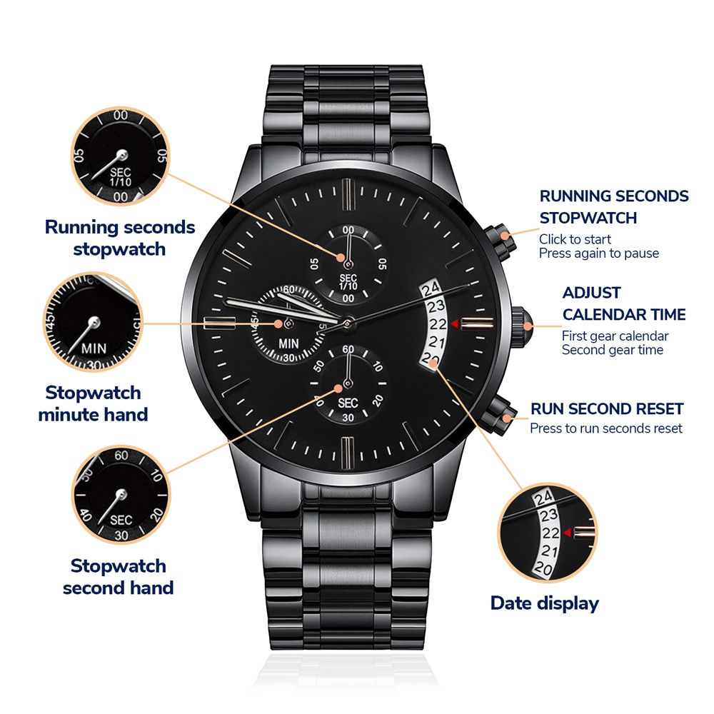 Father-Customized Black Chronograph Watch