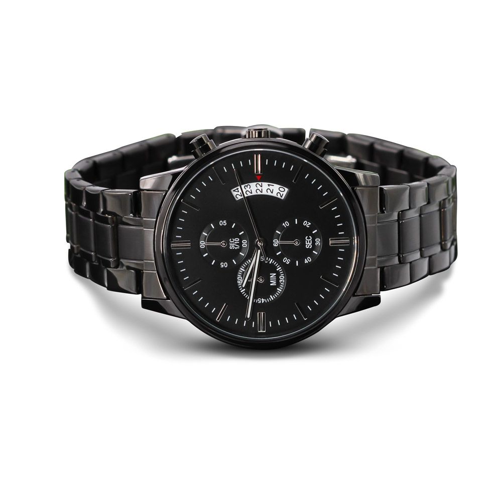 Father-Customized Black Chronograph Watch