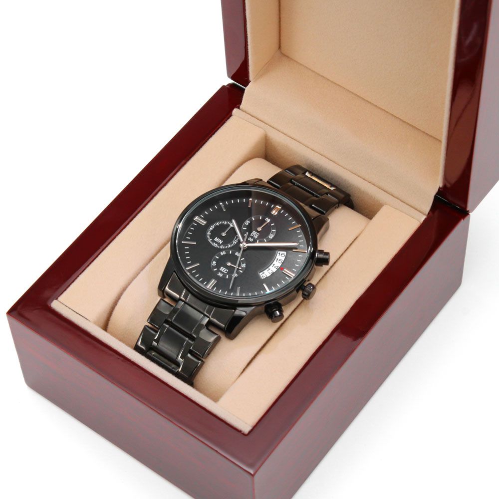 Father-Customized Black Chronograph Watch