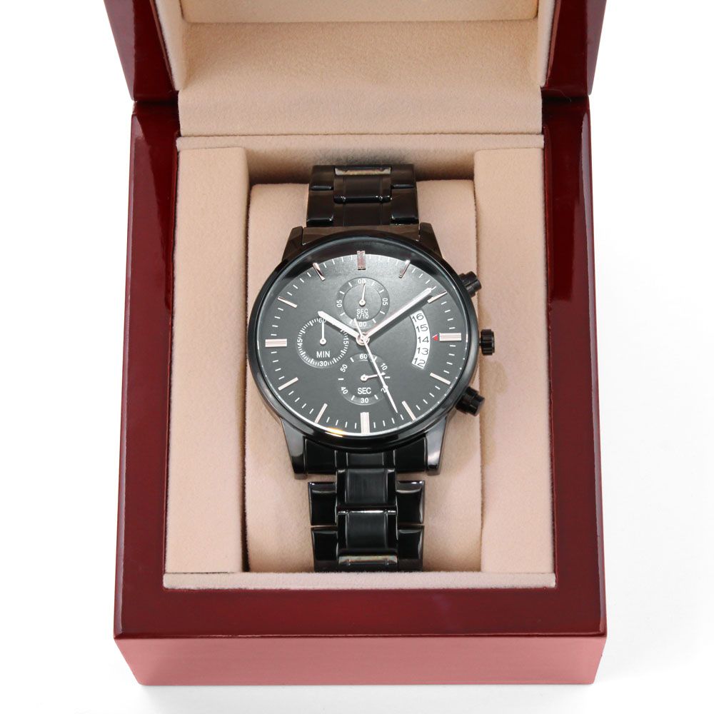 Father-Customized Black Chronograph Watch