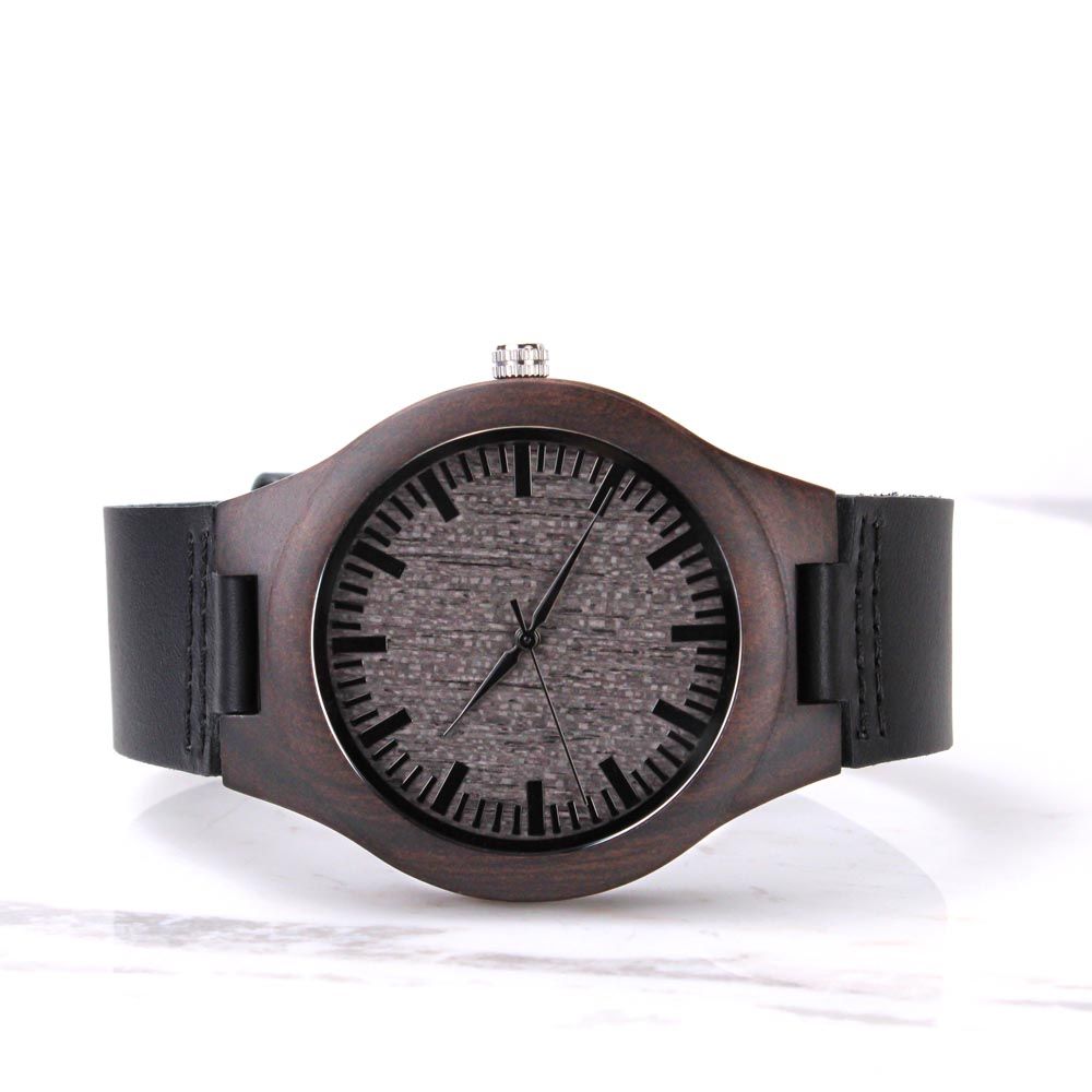 Father-Engraved Wood Watch