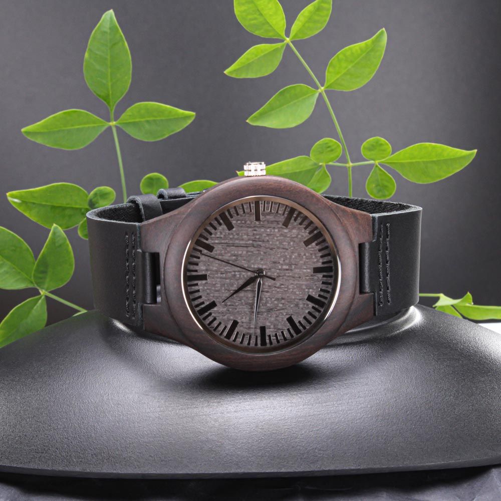 Father-Engraved Wood Watch