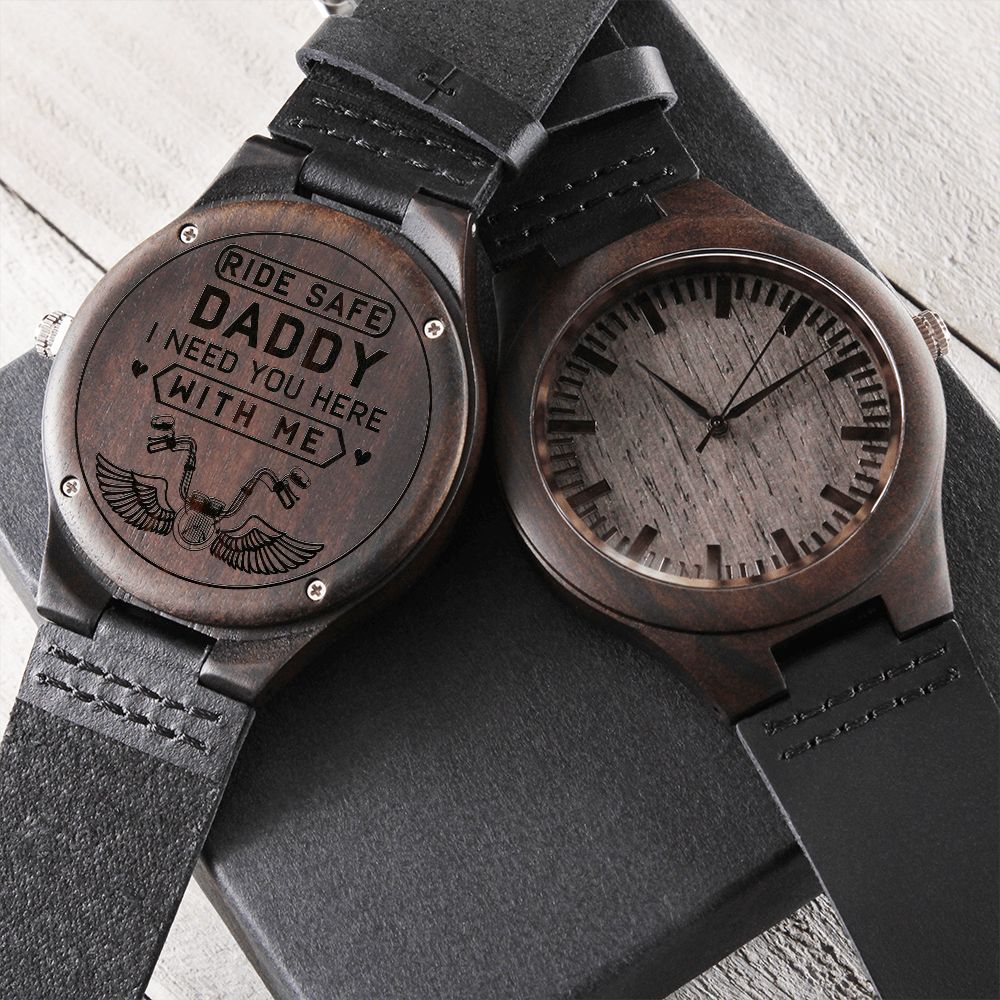 Father-Engraved Wood Watch