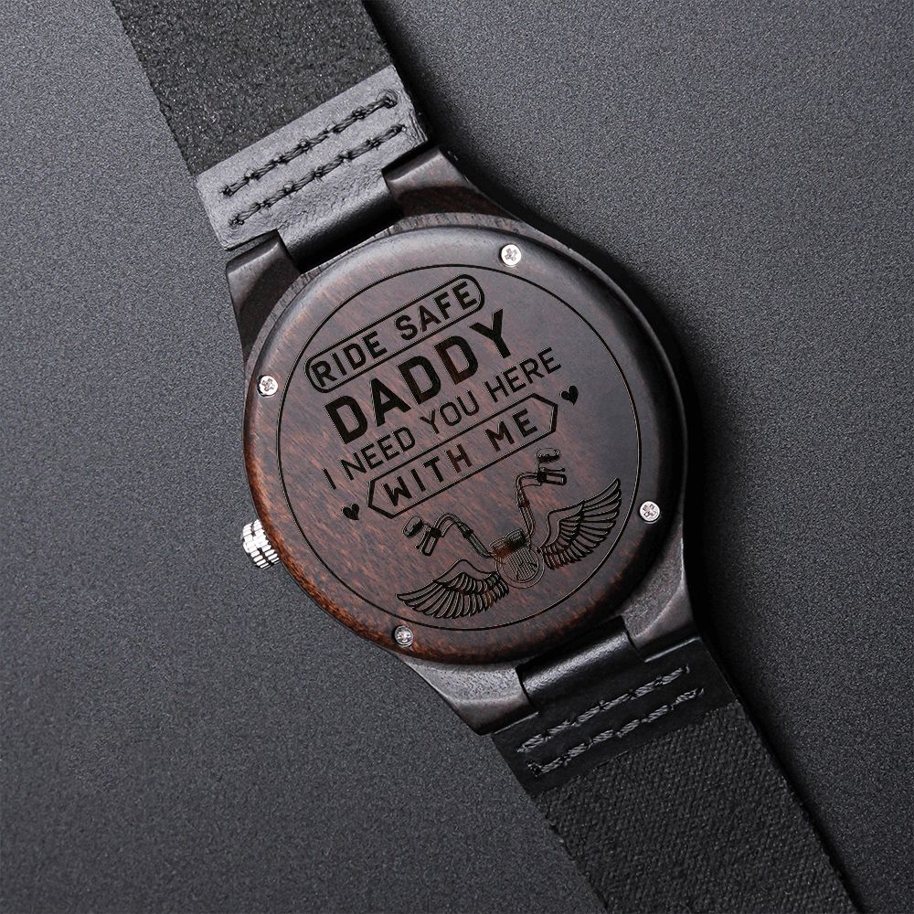 Father-Engraved Wood Watch