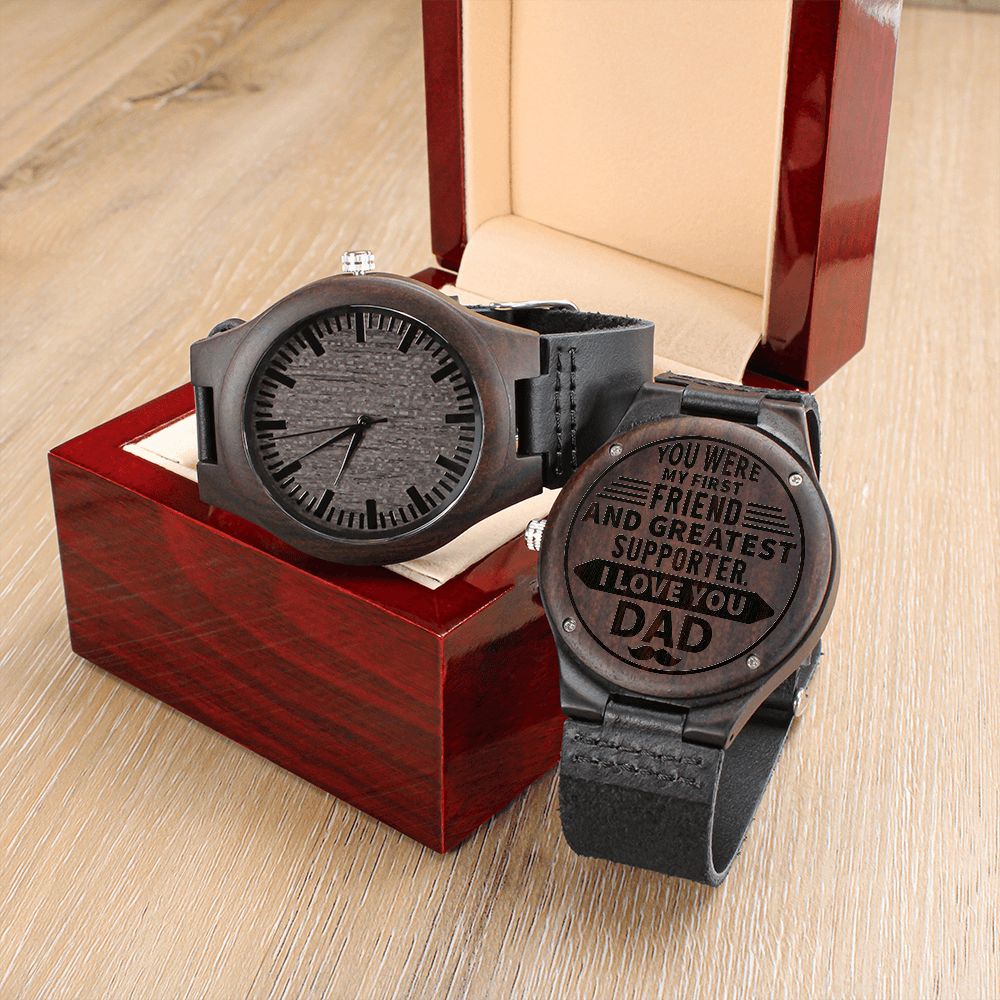 Father-Engraved Wood Watch