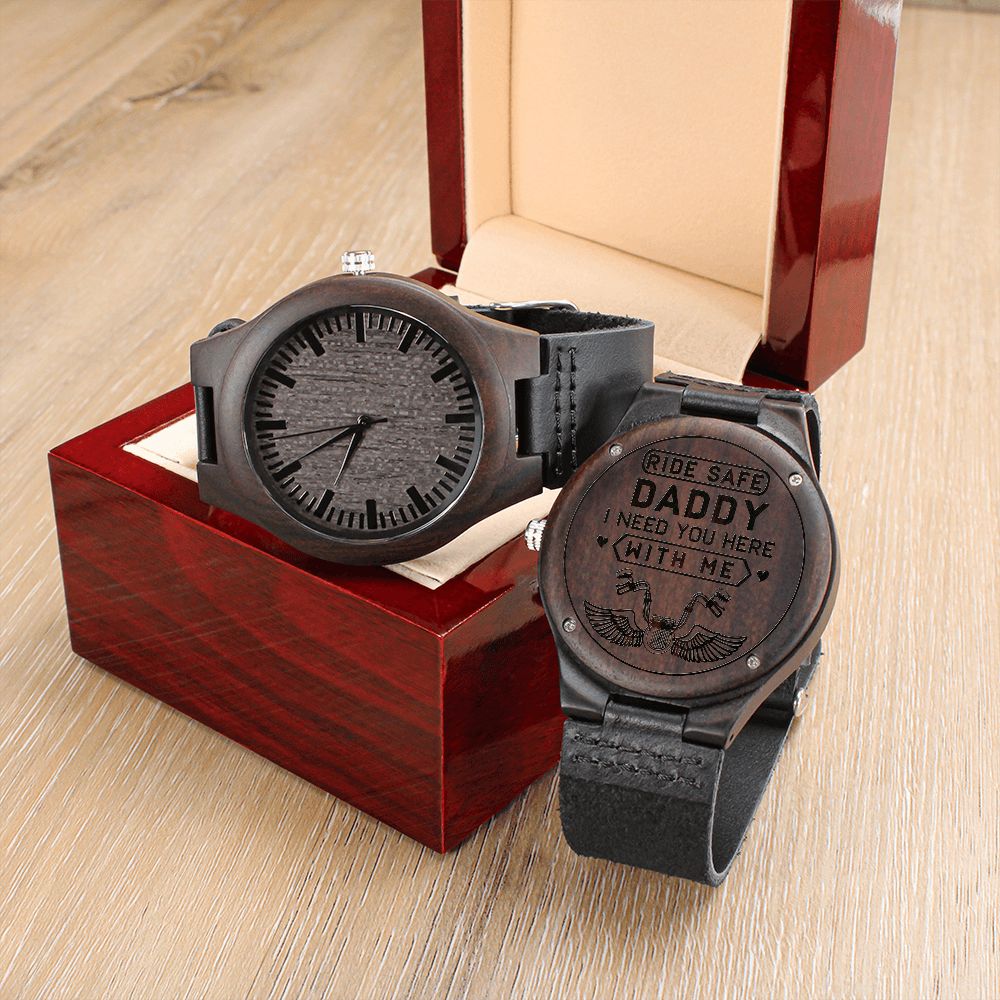 Father-Engraved Wood Watch