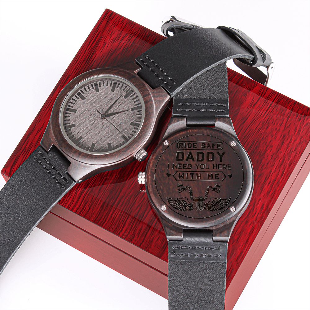 Father-Engraved Wood Watch