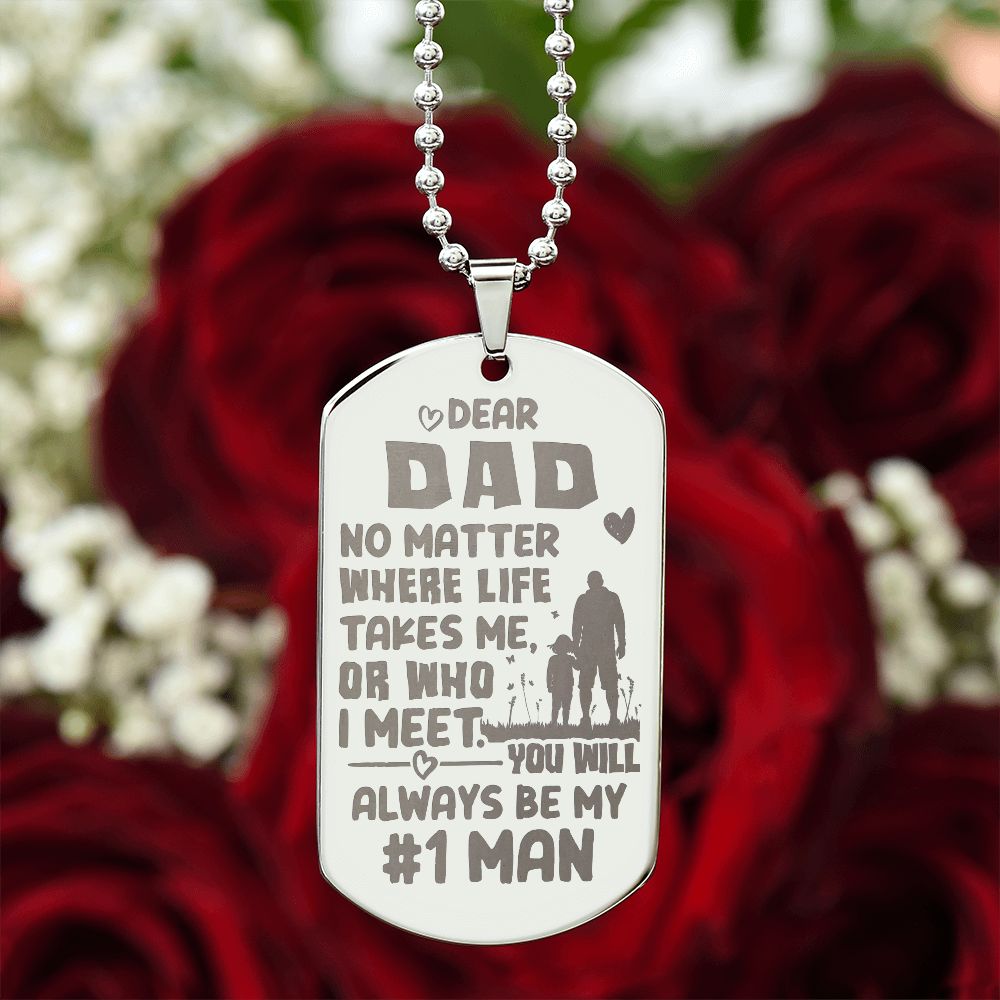 Father-Customized Engraved Dog Tag Necklace