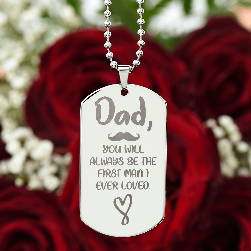 Father-Engraved Dog Tag Necklace customized on the back