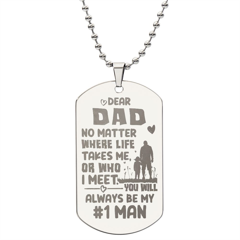 Father-Customized Engraved Dog Tag Necklace