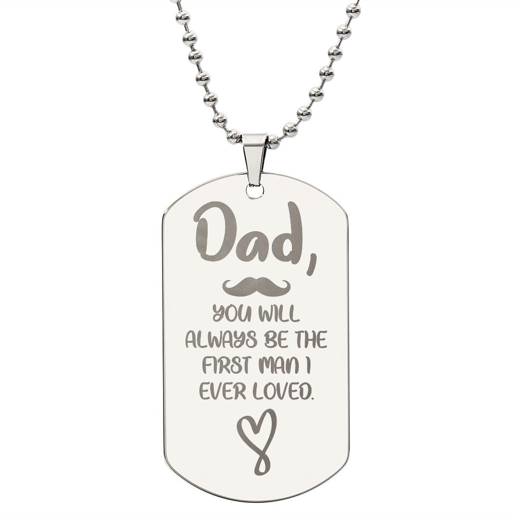 Father-Engraved Dog Tag Necklace customized on the back