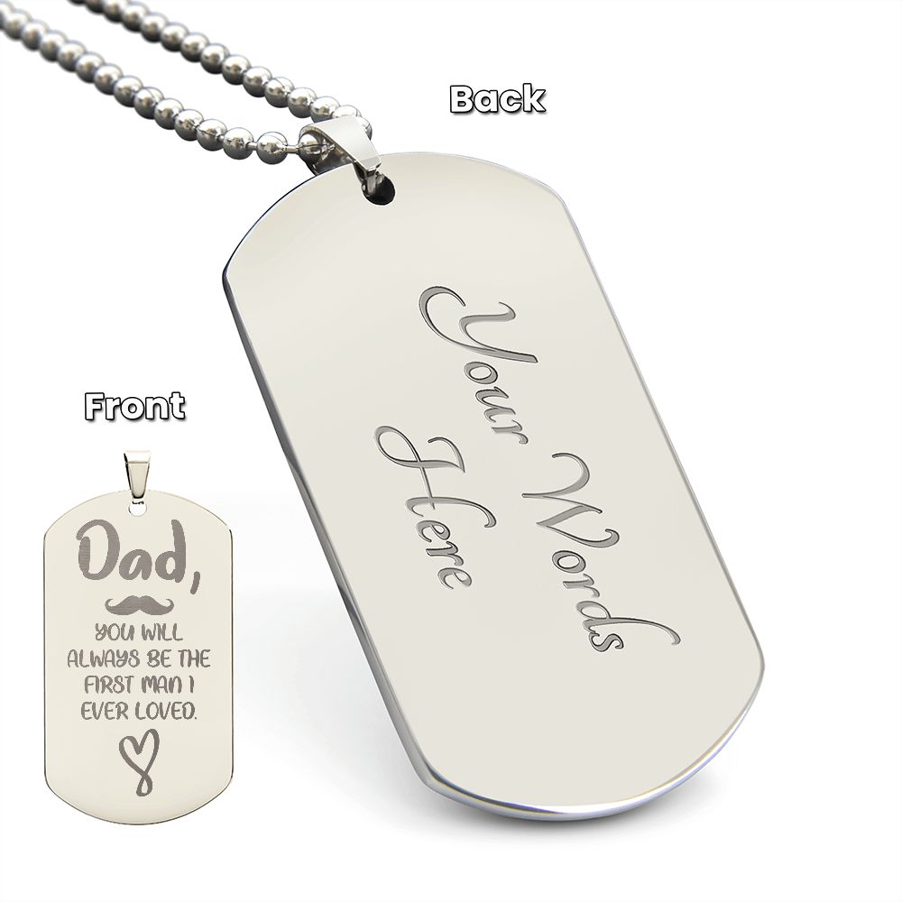 Father-Engraved Dog Tag Necklace customized on the back