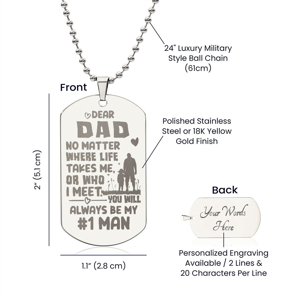 Father-Customized Engraved Dog Tag Necklace