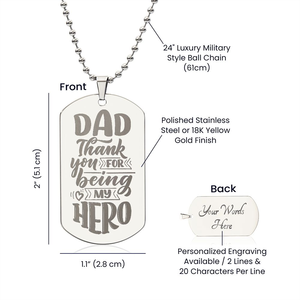 Father-Customized Engraved Dog Tag Necklace