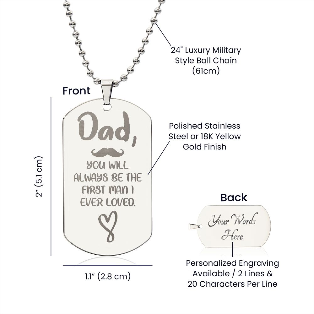 Father-Engraved Dog Tag Necklace customized on the back