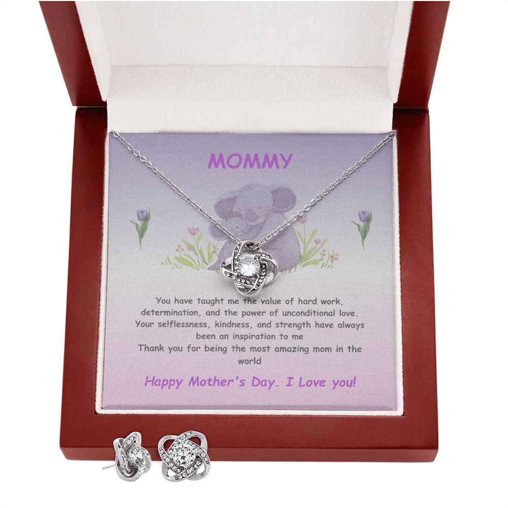Mommy-Love Earring Knot & Necklace Set