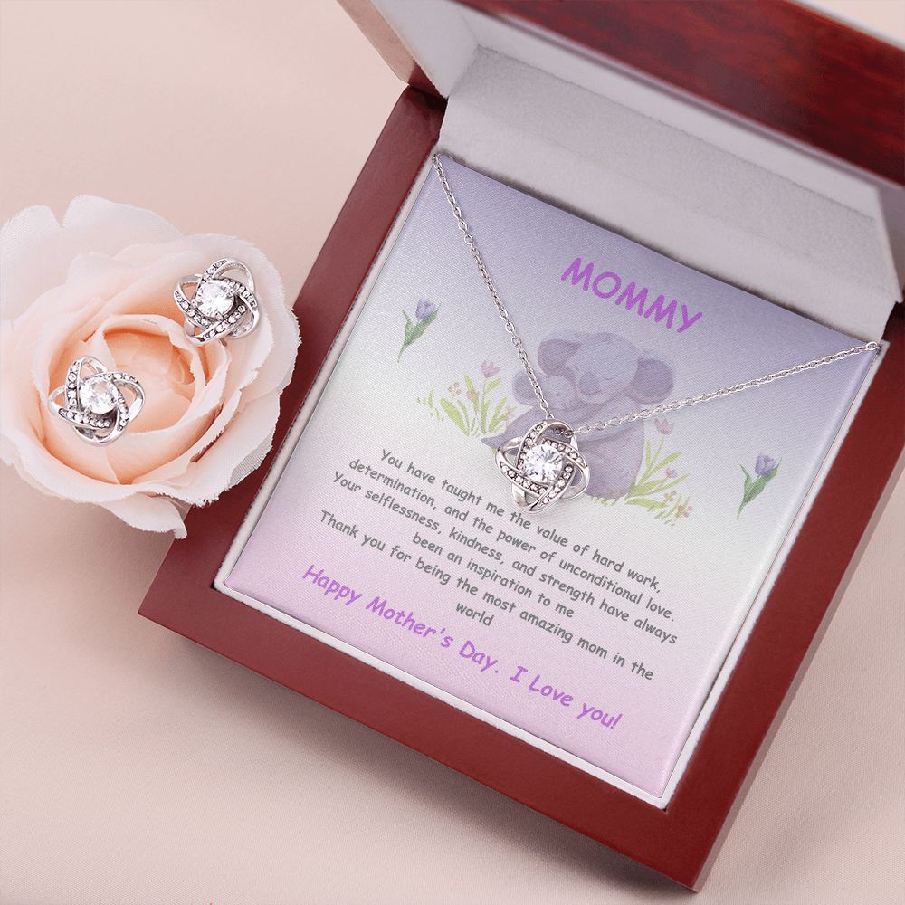 Mommy-Love Earring Knot & Necklace Set