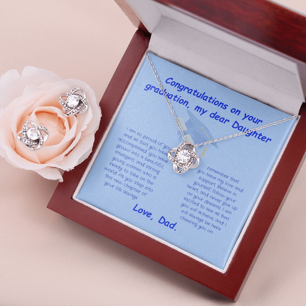 Graduation Girl-Love Knot Earring & Necklace Set (from Dad)