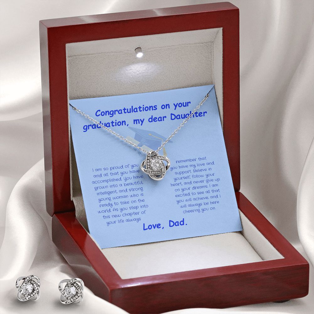 Graduation Girl-Love Knot Earring & Necklace Set (from Dad)