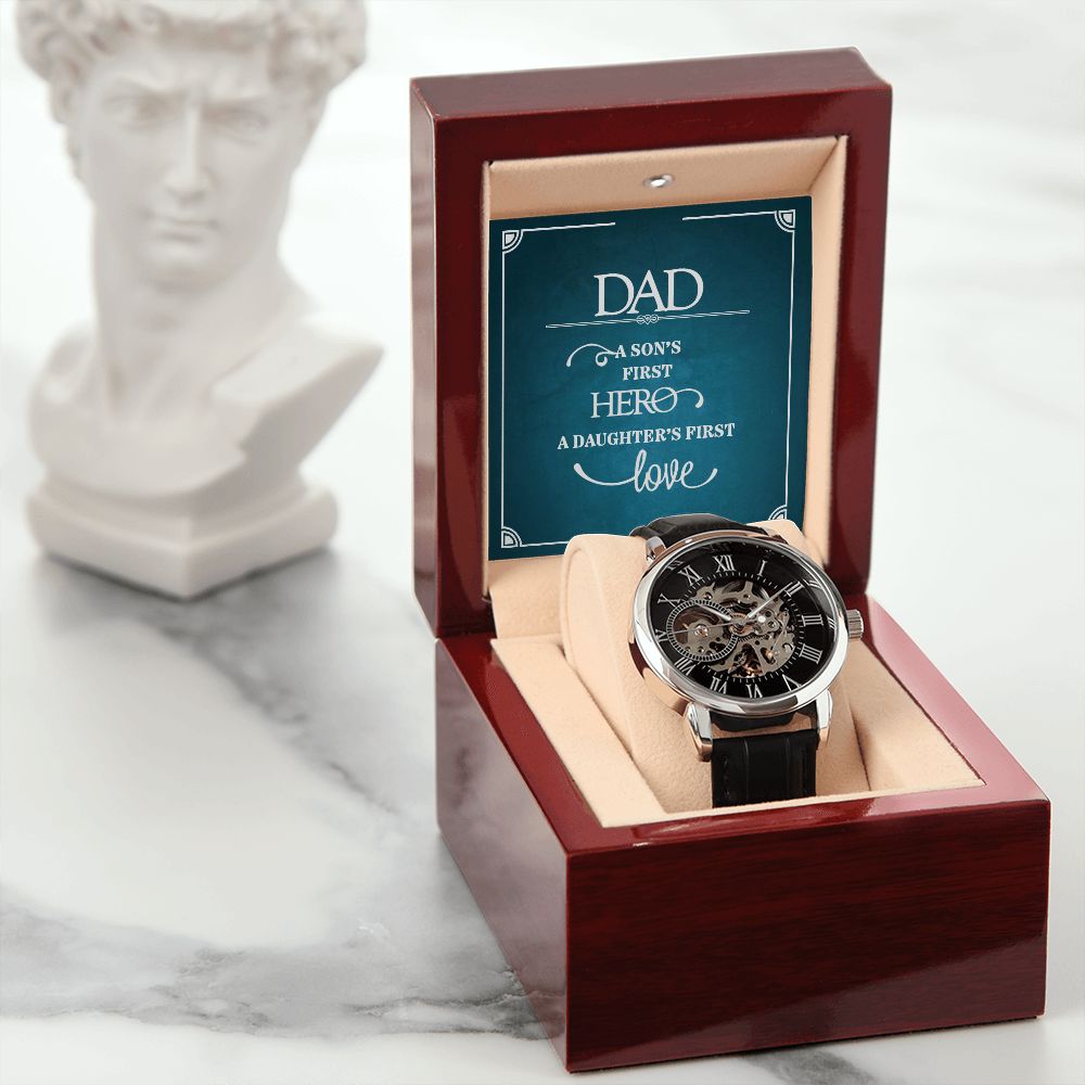 Father-Men's Open Work Watch Genuine Leather