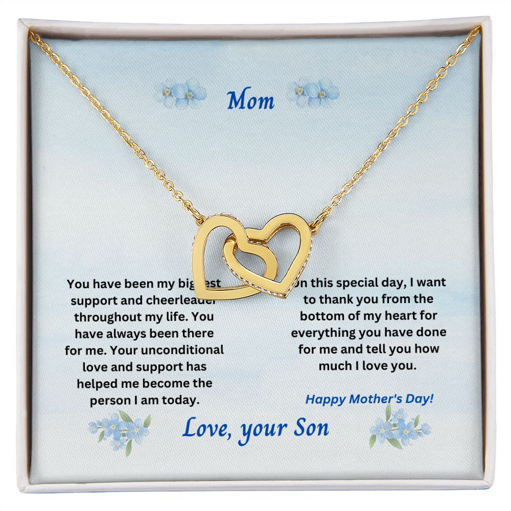 Mother-Interlocking Hearts Necklace with Message Card (from Son)