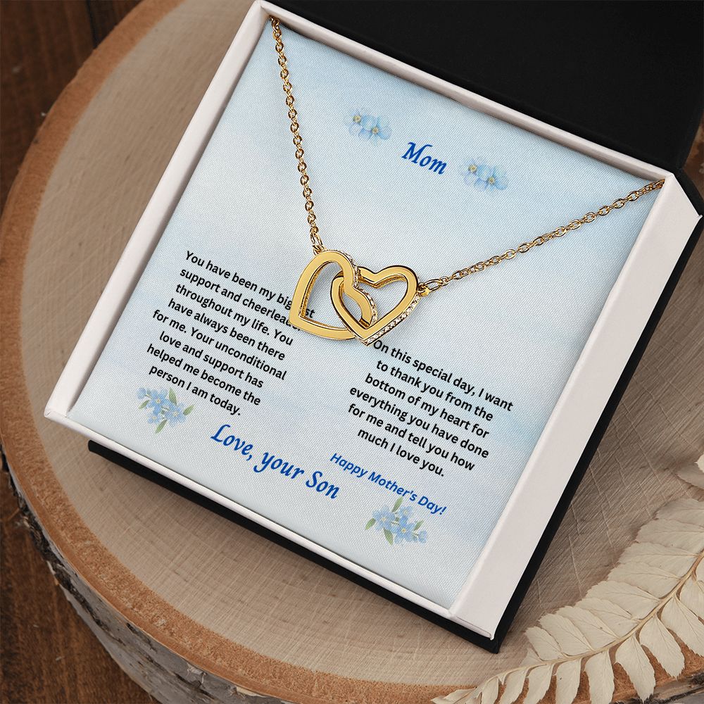 Mother-Interlocking Hearts Necklace with Message Card (from Son)