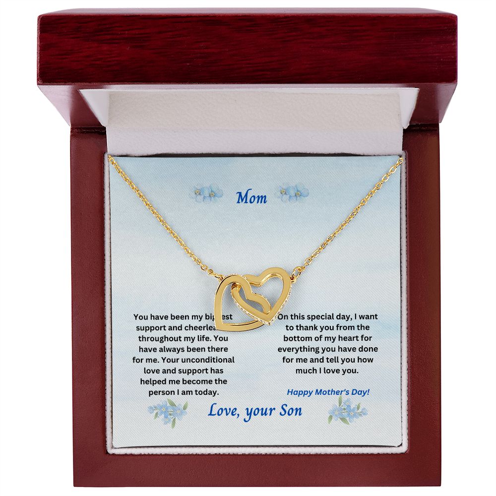 Mother-Interlocking Hearts Necklace with Message Card (from Son)