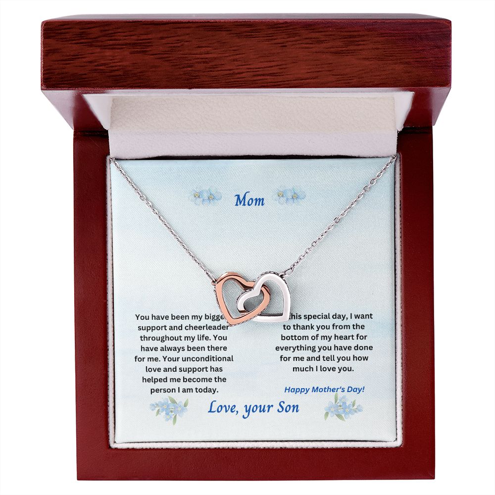 Mother-Interlocking Hearts Necklace with Message Card (from Son)