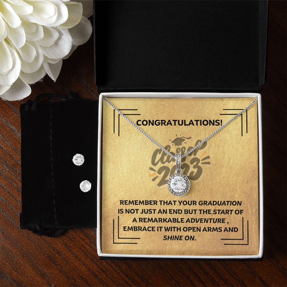 Graduation Girl-Eternal Hope Necklace and Clear CZ Earrings