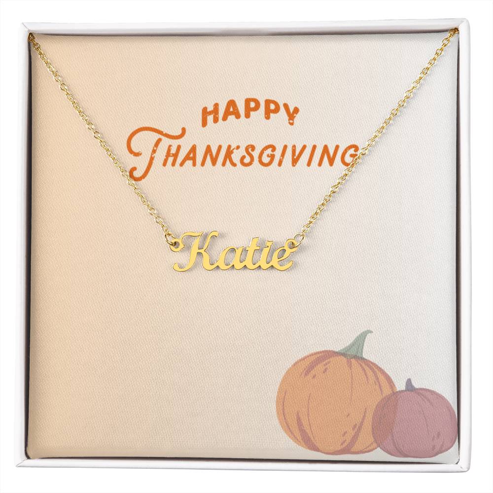 Custom Name Necklace Happy Thanksgiving