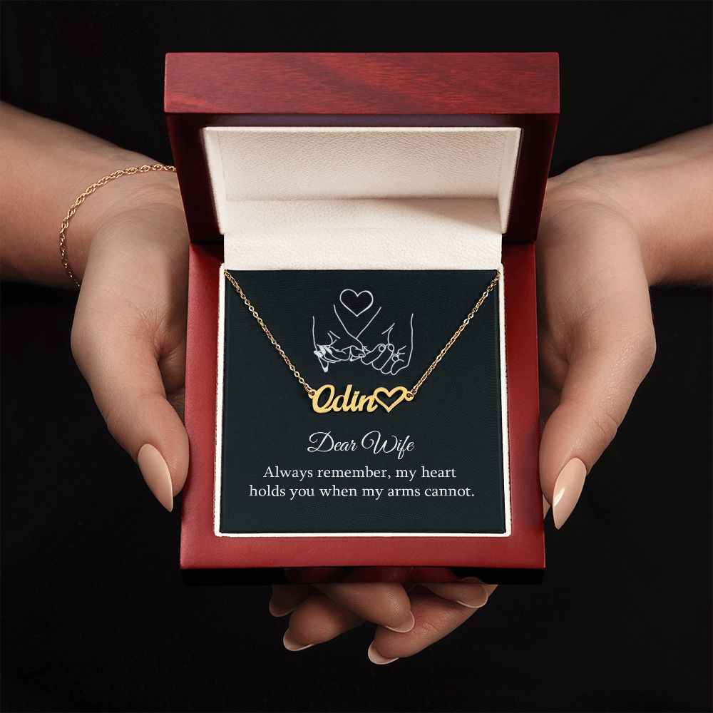 Wife-Customized Name Necklace with Heart and Message Card