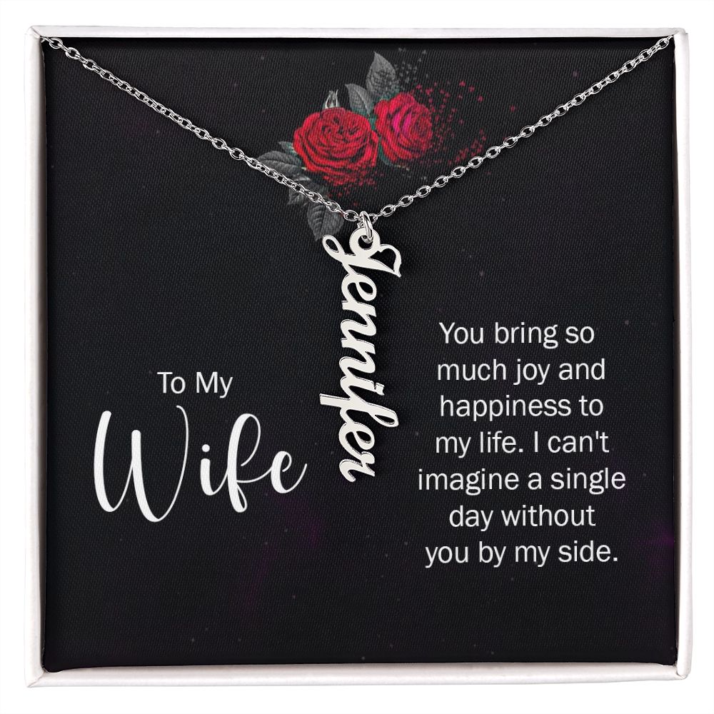 Wife-Customized Vertical Name Necklace with Message Card