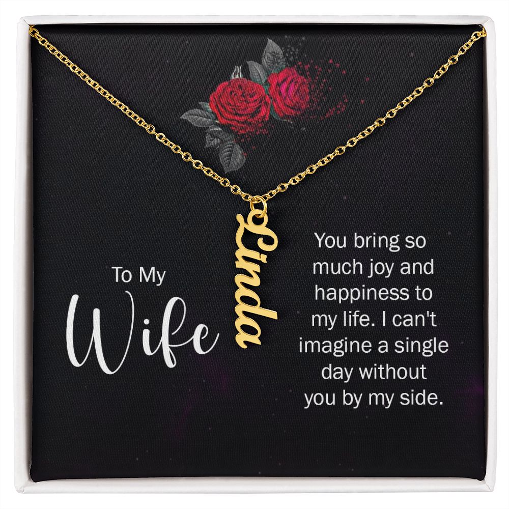 Wife-Customized Vertical Name Necklace with Message Card