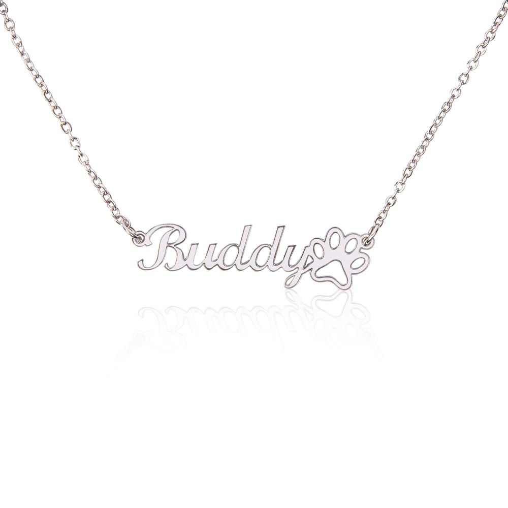 Name Necklace with paw print