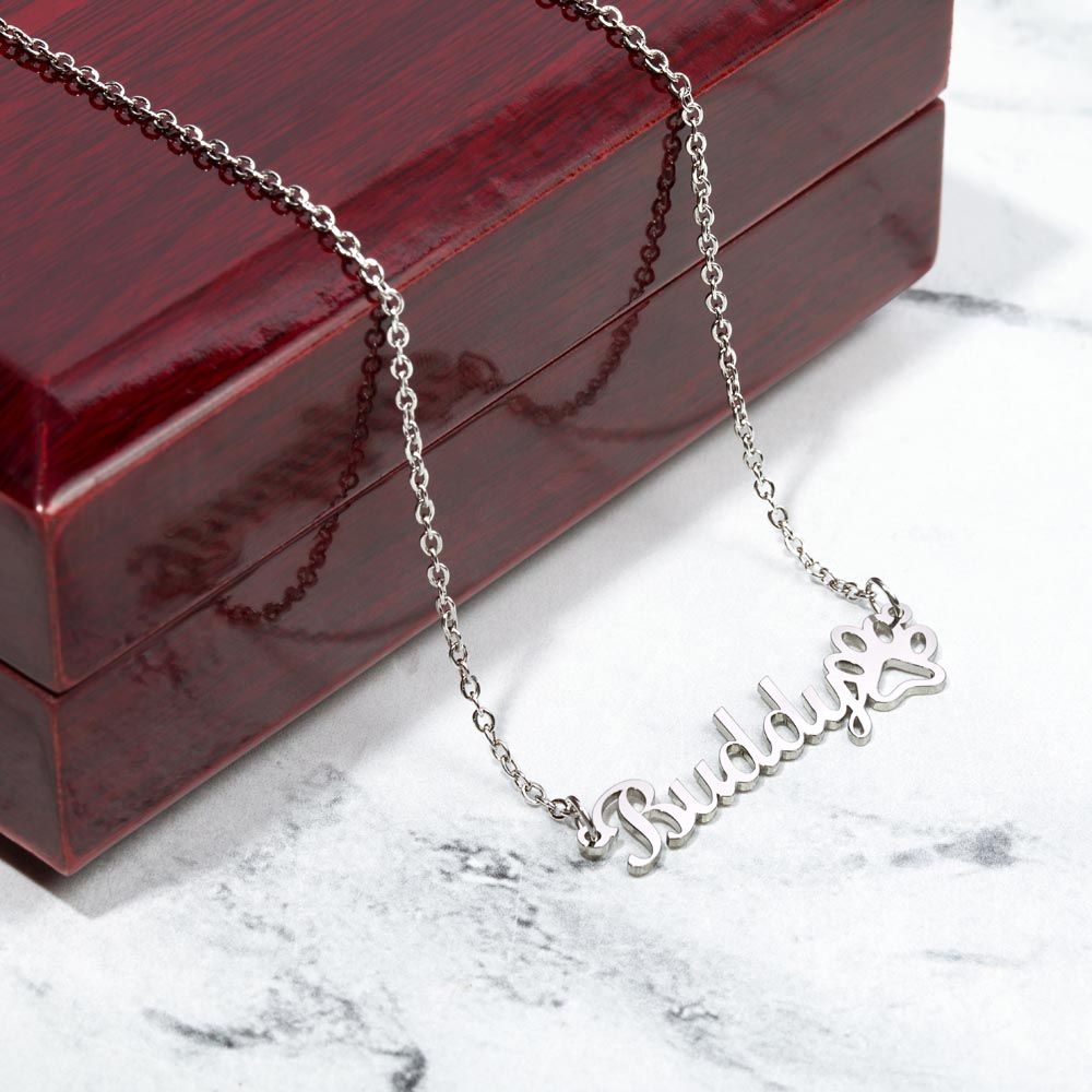 Name Necklace with paw print