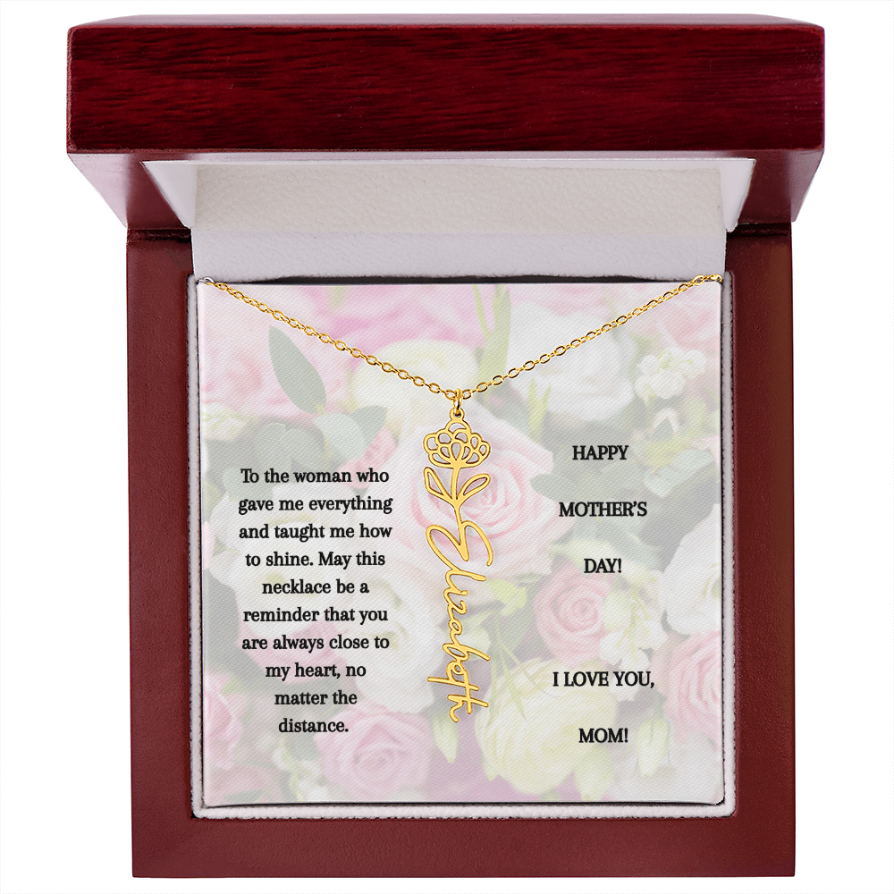 Mother's Day Custom Name Necklace Flower