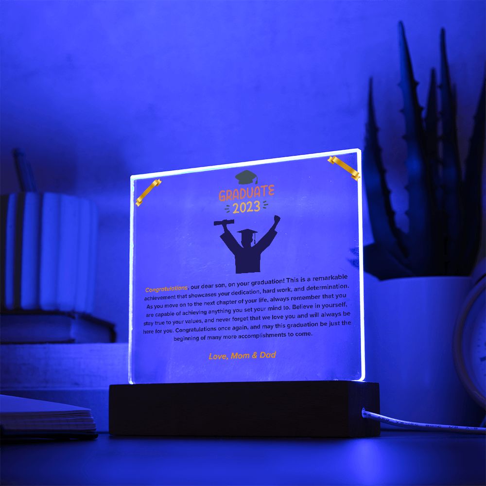 Graduation Boy-Acrylic Square Plaque (from Mom & Dad)