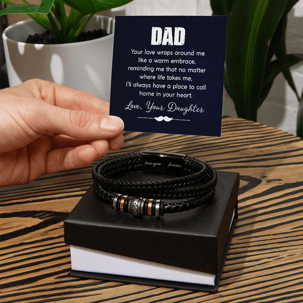 Father-Men's Bracelet with Message Card (from Daughter)