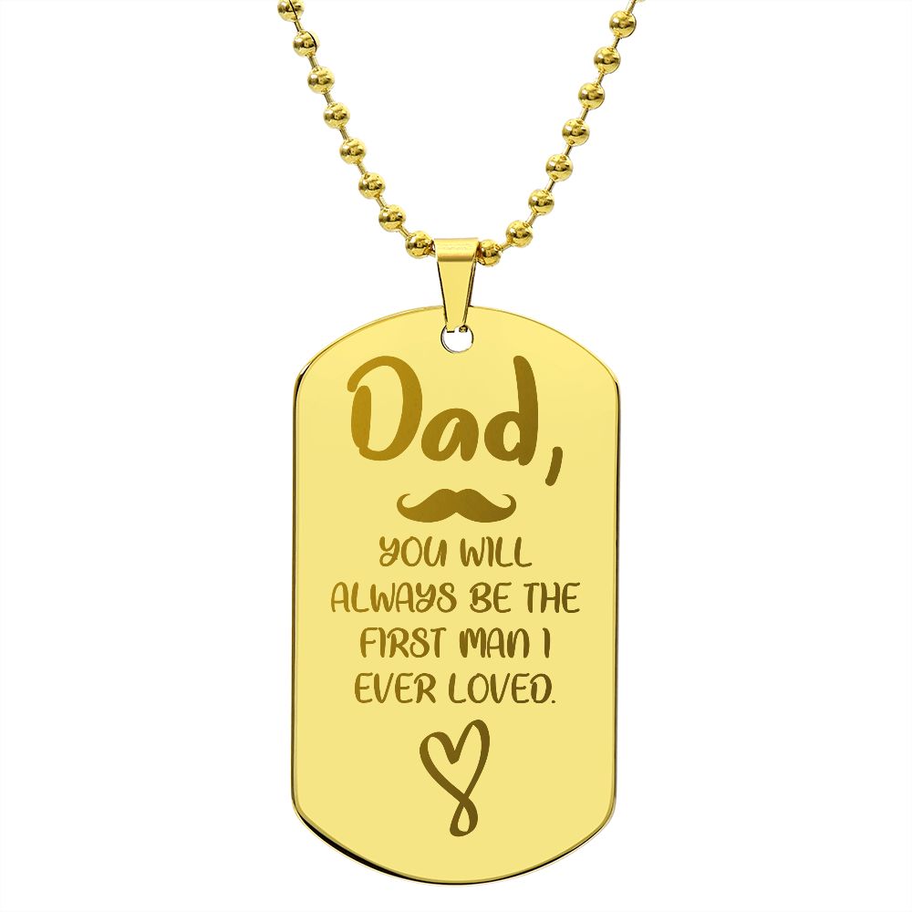 Father-Engraved Dog Tag Necklace customized on the back