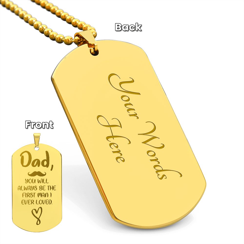 Father-Engraved Dog Tag Necklace customized on the back