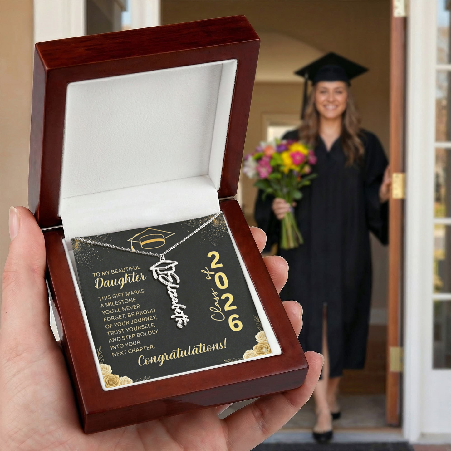 Personalized Graduation Cap Name Necklace
