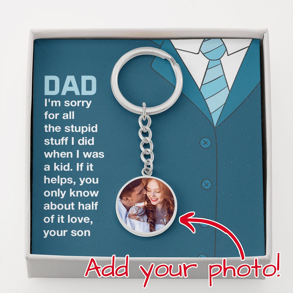 Father-Customized Photo Keychain with Message Card (from son)