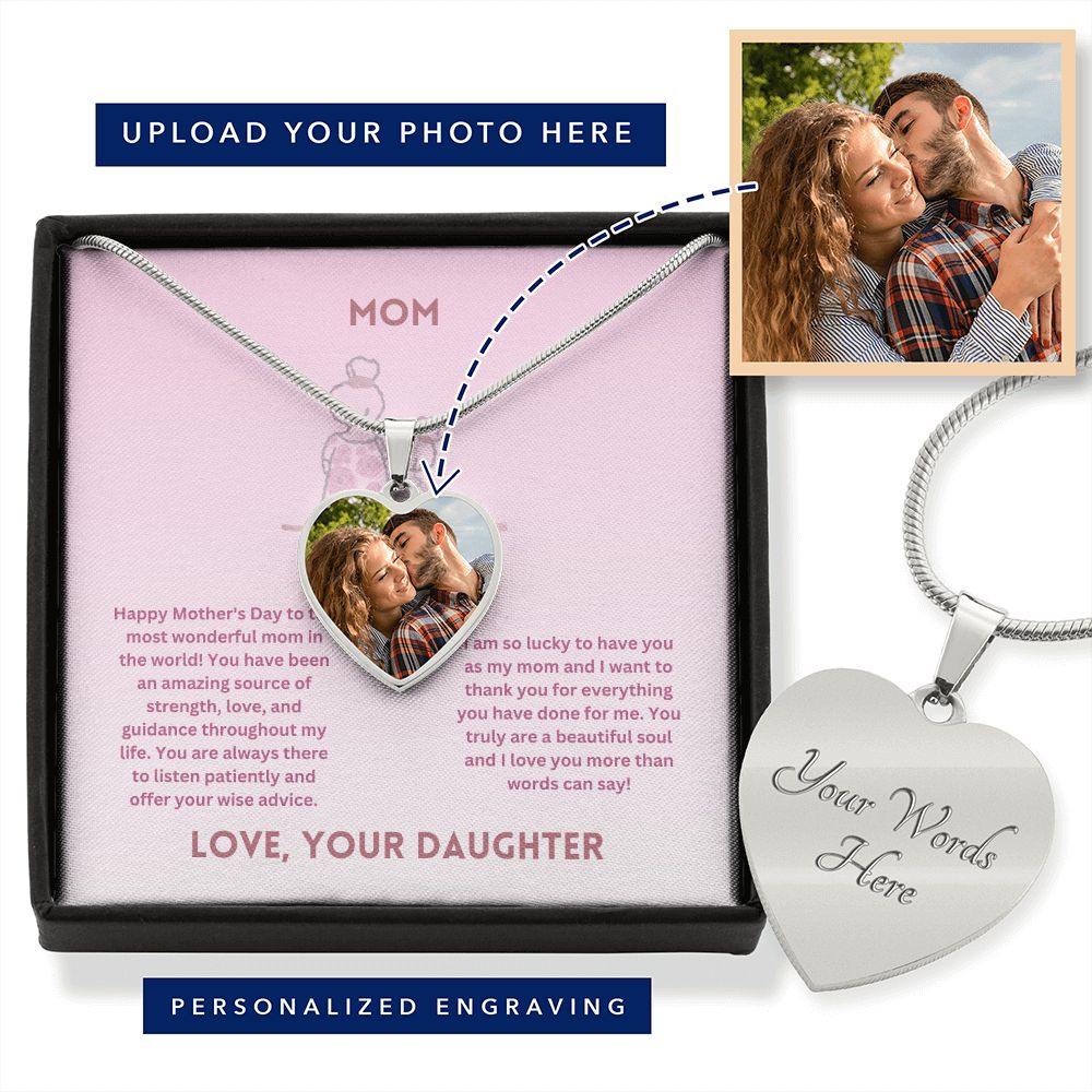 Mother-Customized Heart Necklace with Message card (from Daughter)