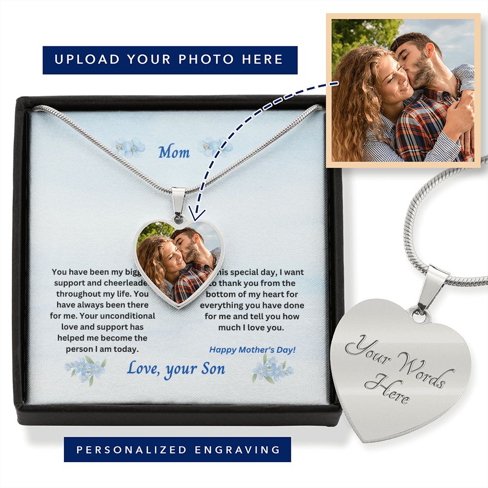 Mother-Customized Heart Necklace with Message card (from Son)
