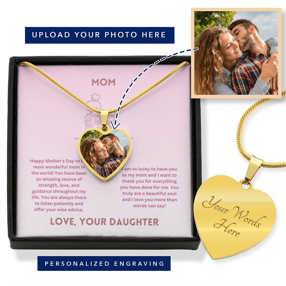 Mother-Customized Heart Necklace with Message card (from Daughter)