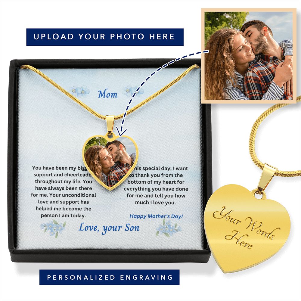 Mother-Customized Heart Necklace with Message card (from Son)